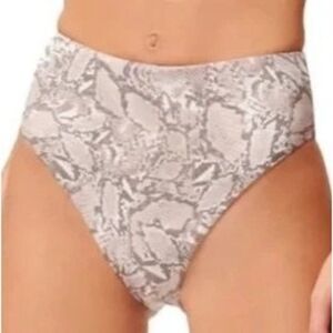 Good American Sand Snakeskin High Waist Reversible Bikini Bottoms NWOT 4X/5X